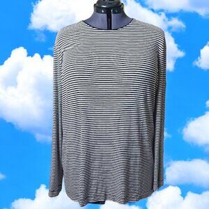 CHICO'S Shirt Size 4/XXL/20 Women’s White Black Stripe Long Sleeved T-Shirt